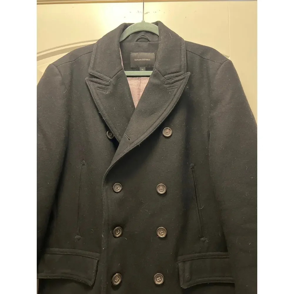Banana Republic Men’s Business‎ Office Pockets Casual Trench Peacoat Sz XL Black